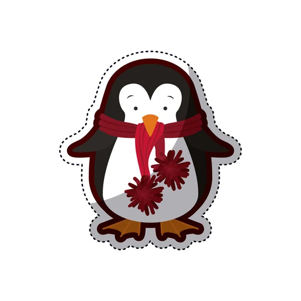 Pingüino aislado de sesaon de Navidad — Vector de stock