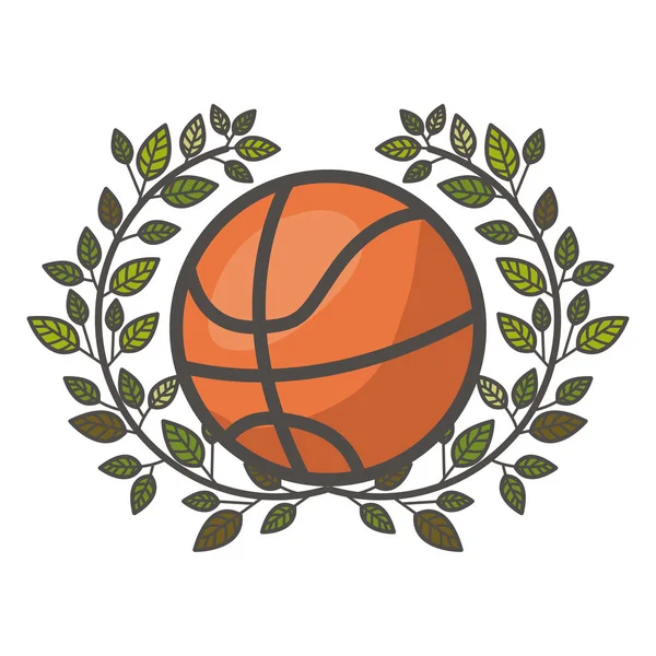 Baloncesto aislado dentro del diseño de la corona — Vector de stock