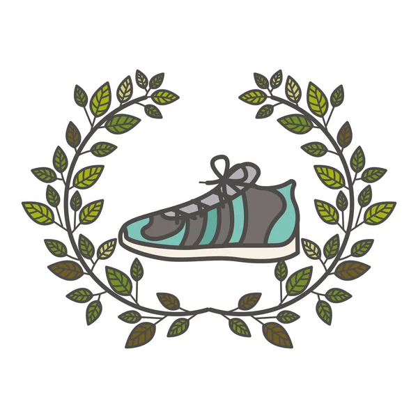 Ізольовані кросівки всередині дизайну вінка — стоковий вектор