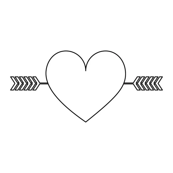 Corazón de dibujos animados con la flecha icono de imagen — Vector de stock