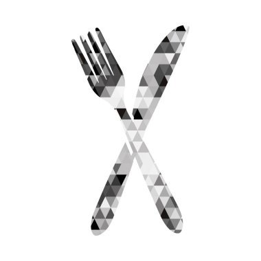 çatal bıçak takımı üçgen mozaik simge görüntüsü