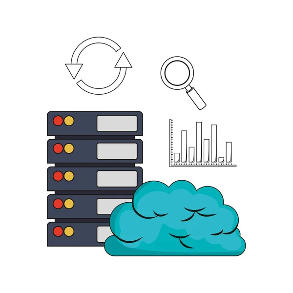 Imagen de iconos relacionados con big data — Vector de stock