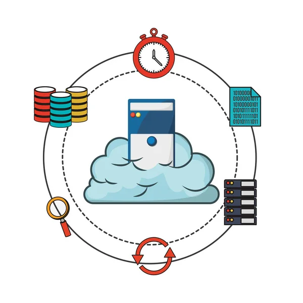 Imagen de iconos relacionados con big data — Vector de stock