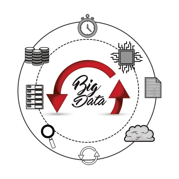 Imagen de iconos relacionados con big data — Vector de stock