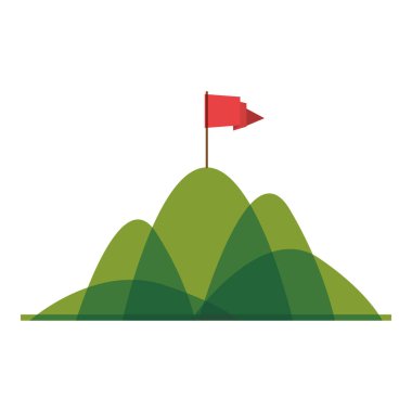 siluet dağ kırmızı bayrak ile