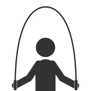 tek renkli siluet yarım vücut adam ip atlama ile