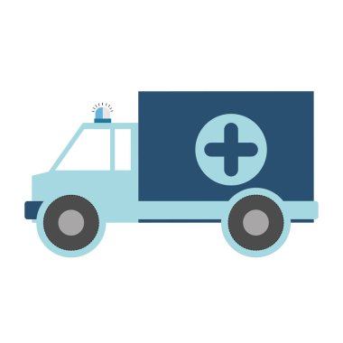 renk siluet ambulans mavi ile çapraz