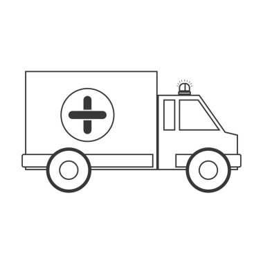 Kontur siluet ambulansla çapraz