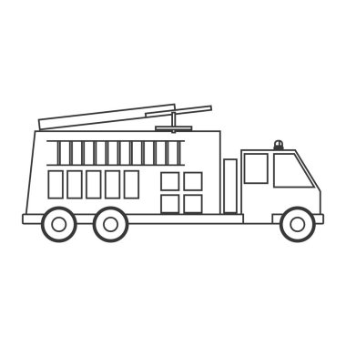 İtfaiye arabası ile kontur siluet