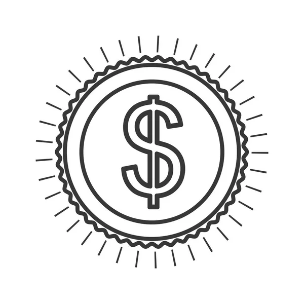 Monochromatyczne konturu w Dolar symbol waluty — Wektor stockowy