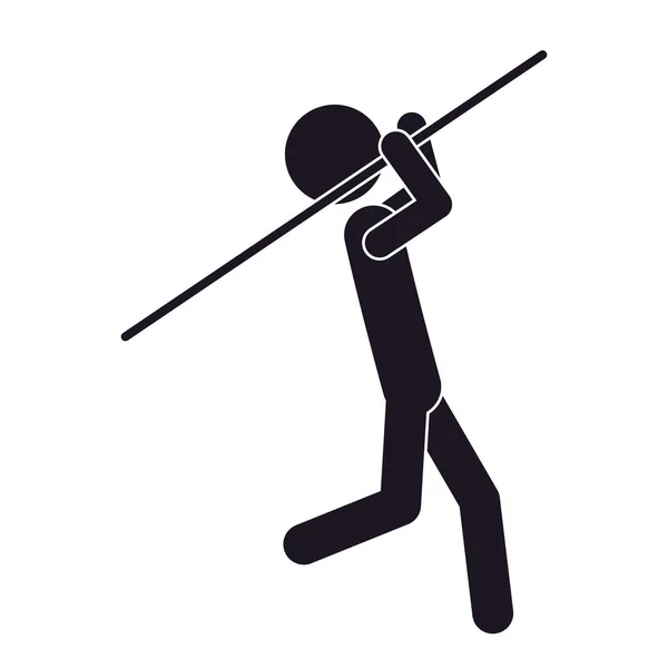Silhouette monocromatica con lancio ginnasta Javelin — Vettoriale Stock
