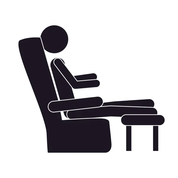 Svartvit siluett med mannen i bekväm stol — Stock vektor