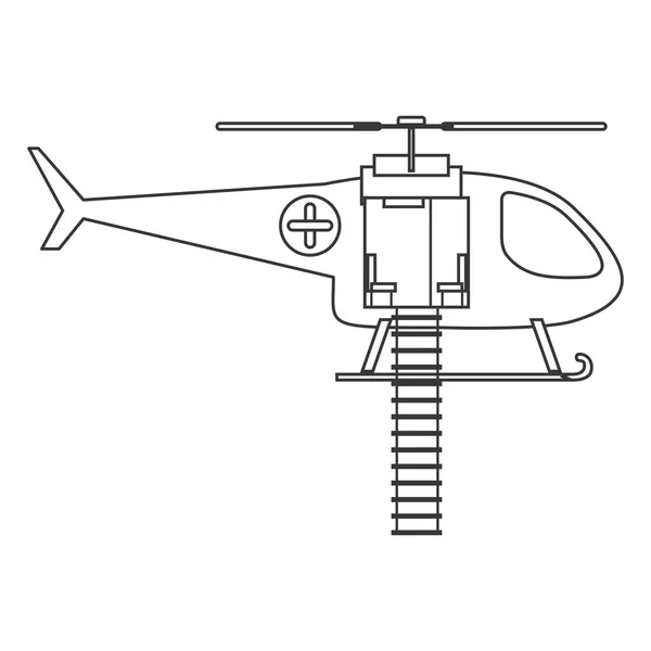 बचाव हेलीकॉप्टर के साथ कंटूर सिल्हूट — स्टॉक वेक्टर