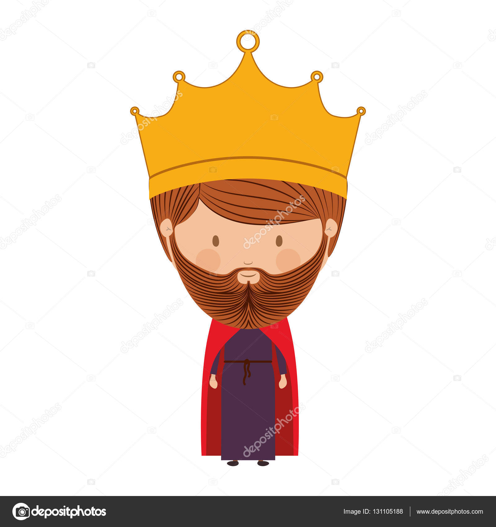 Re colorato con corona e barba illustrazione vettoriale — Vettoriali di grgroupstock