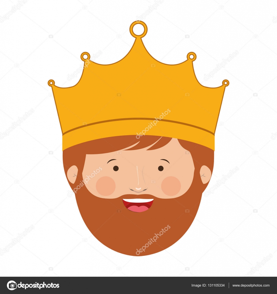 Colorato testa con corona e barba del re — Vettoriale Stock