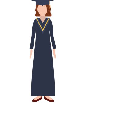 Mezuniyet kıyafeti ve kısa saç siluet kadınla