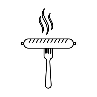 çiğ sosis çatalla siluet