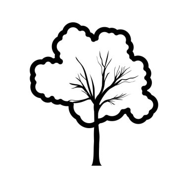 tek renkli kontur ağaç gövdesi ile yeşillik şekil bulut
