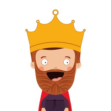 renkli yarım vücut kral taç ve sakal