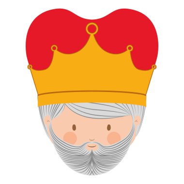 renkli Kral baş tacı ve gri sakallı