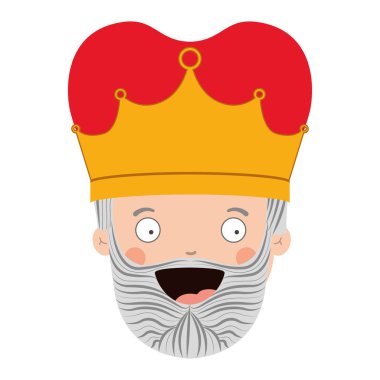 renkli Kral baş tacı ve gri sakallı