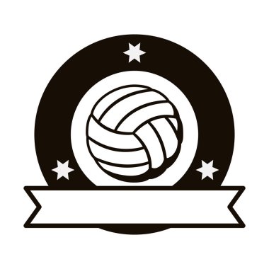 gri tonlama amblemi ile voleybol topu ve şerit