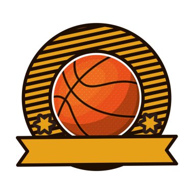 siluet renk amblemi basketbol topu ve kurdele ile