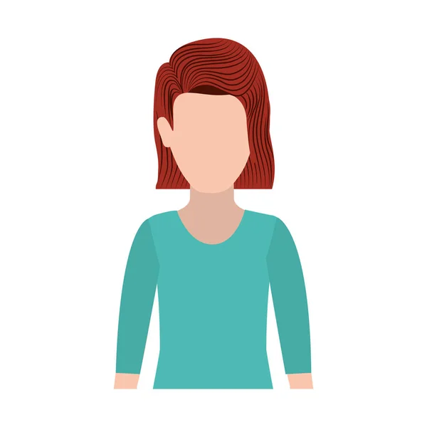 Half body silhouette woman with redhair — Stock Vector