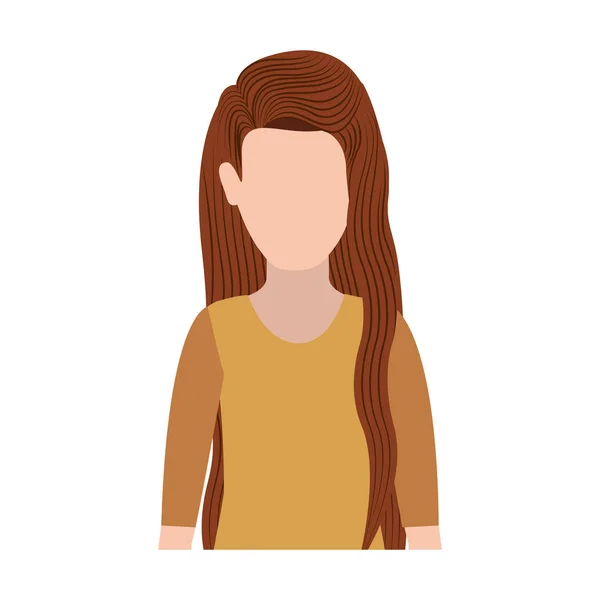 Meio corpo silhueta mulher com cabelos longos — Vetor de Stock