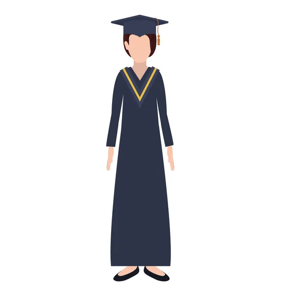 Silhouette femme avec tenue de graduation — Image vectorielle