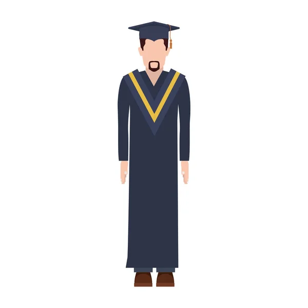Σιλουέτα άνδρας με στολή αποφοίτησης με Κοντό μούσι — Διανυσματικό Αρχείο