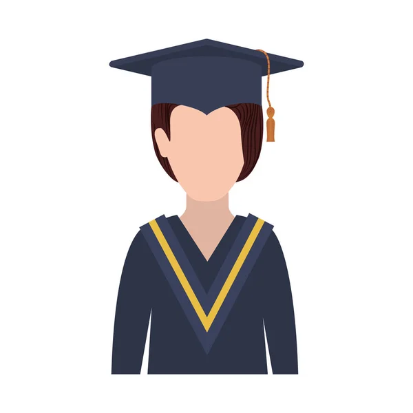 Half body woman with graduation outfit — Stock Vector