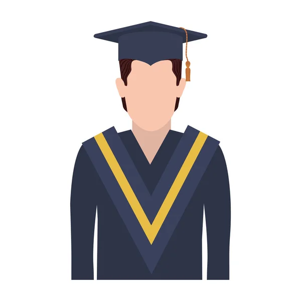 Half body man with graduation outfit — Stock Vector