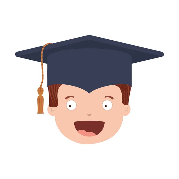 Front face avatar boy with graduation outfit — Stock Vector