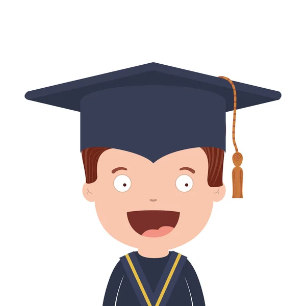 Half body avatar boy with graduation outfit — Stock Vector