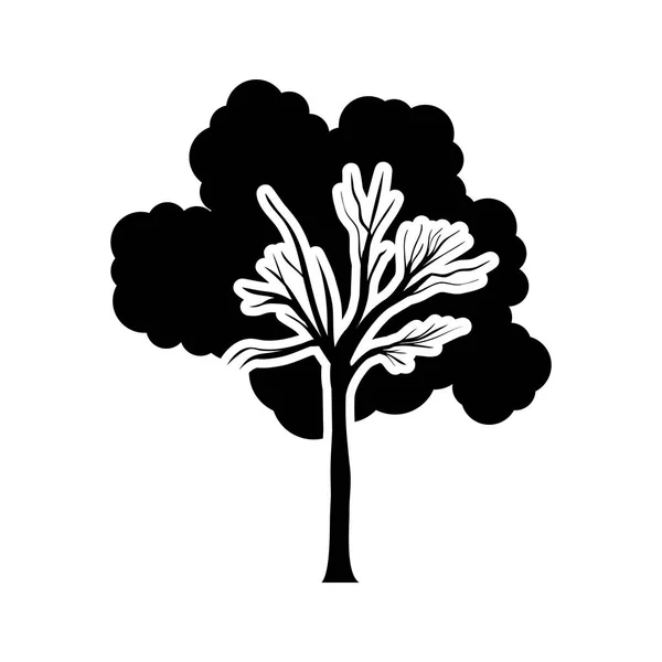 Черно-белый ствол дерева с облаком в форме листвы — стоковый вектор