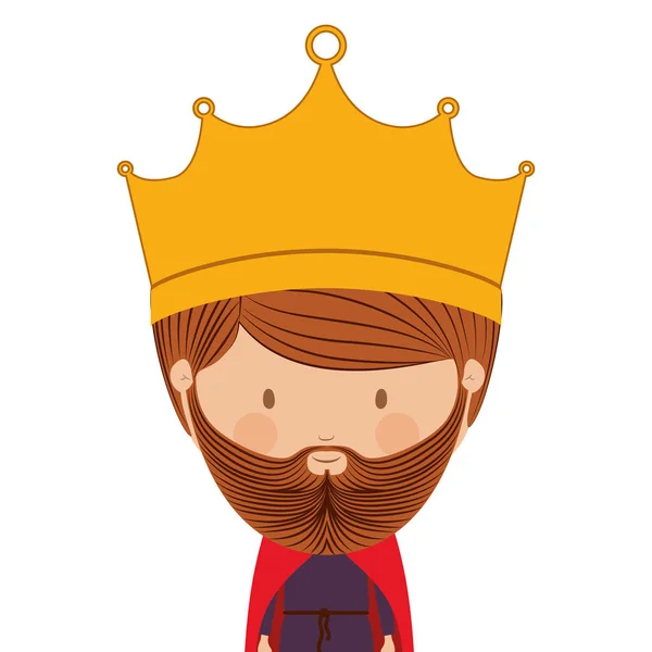 Colorido rey de medio cuerpo con corona y barba — Vector de stock