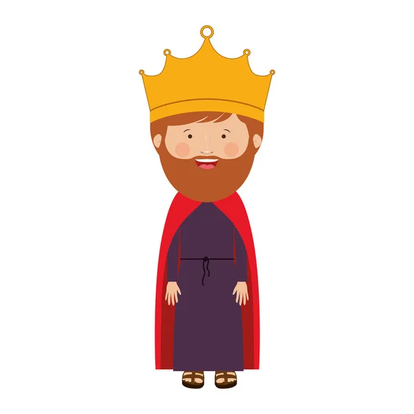 冠和胡须的多彩国王 — 图库矢量图片