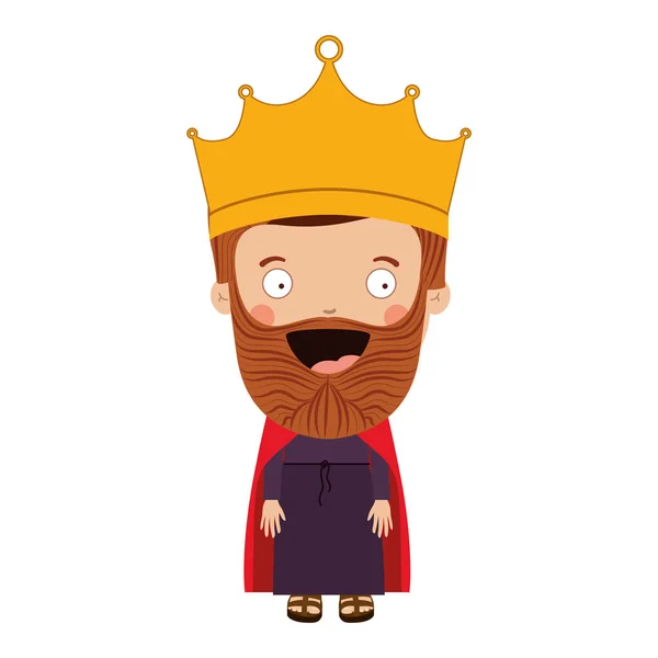 Colorful king with crown and beard — Stock Vector