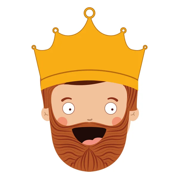 Барвиста голова короля з короною і бородою — стоковий вектор