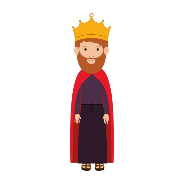 クラウンとひげのカラフルな王 — ストックベクタ