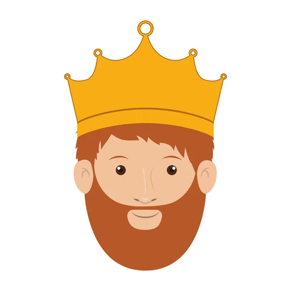 Kleurrijke koning hoofd met kroon en baard — Stockvector