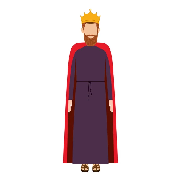 Bunter König mit Krone und Bart ohne Gesicht — Stockvektor