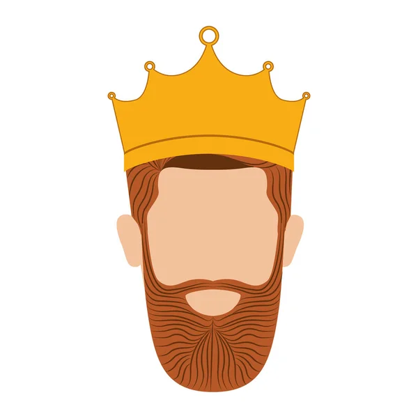 头冠和无脸大胡子，多彩的国王 — 图库矢量图片