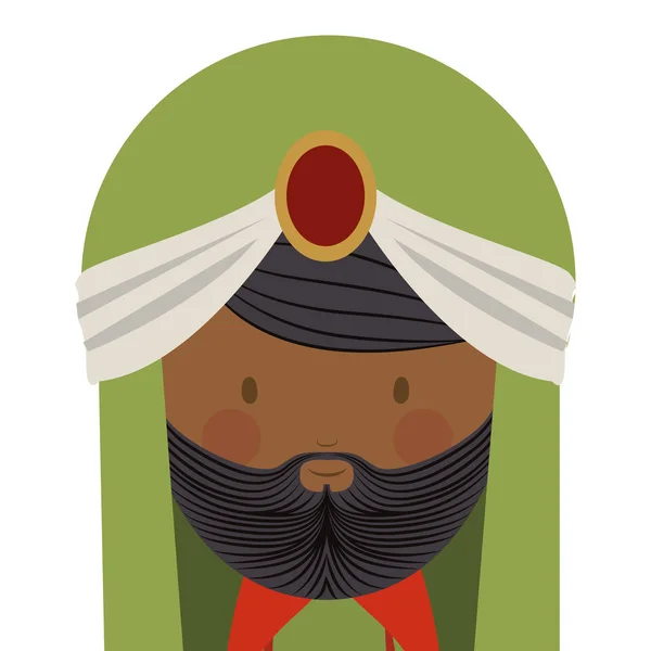 Cabeça homem árabe colorido com turbante e barba — Vetor de Stock