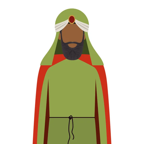 Hombre árabe colorido medio cuerpo con turbante y barba sin rostro — Vector de stock