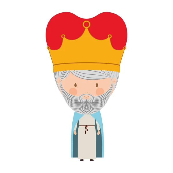 Красочный король с короной и седой бородой — стоковый вектор