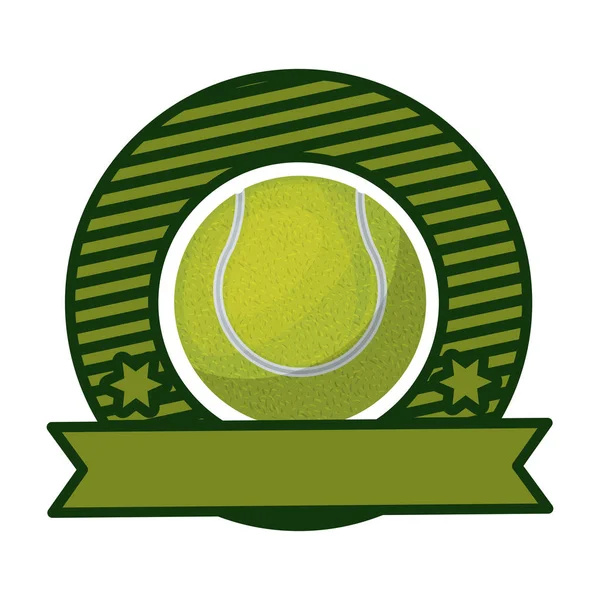 Emblema del torneo de tenis con pelota — Archivo Imágenes Vectoriales