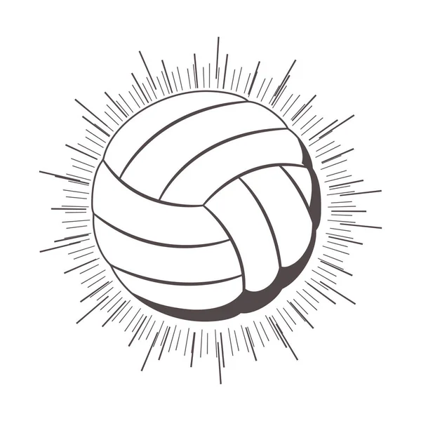 Graustufensilhouette mit Volleyball — Stockvektor