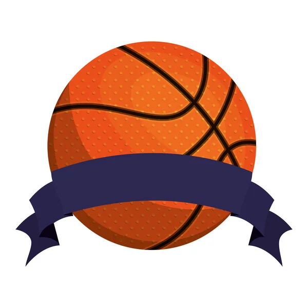 Silhouet kleur met basketbal bal en lint — Stockvector